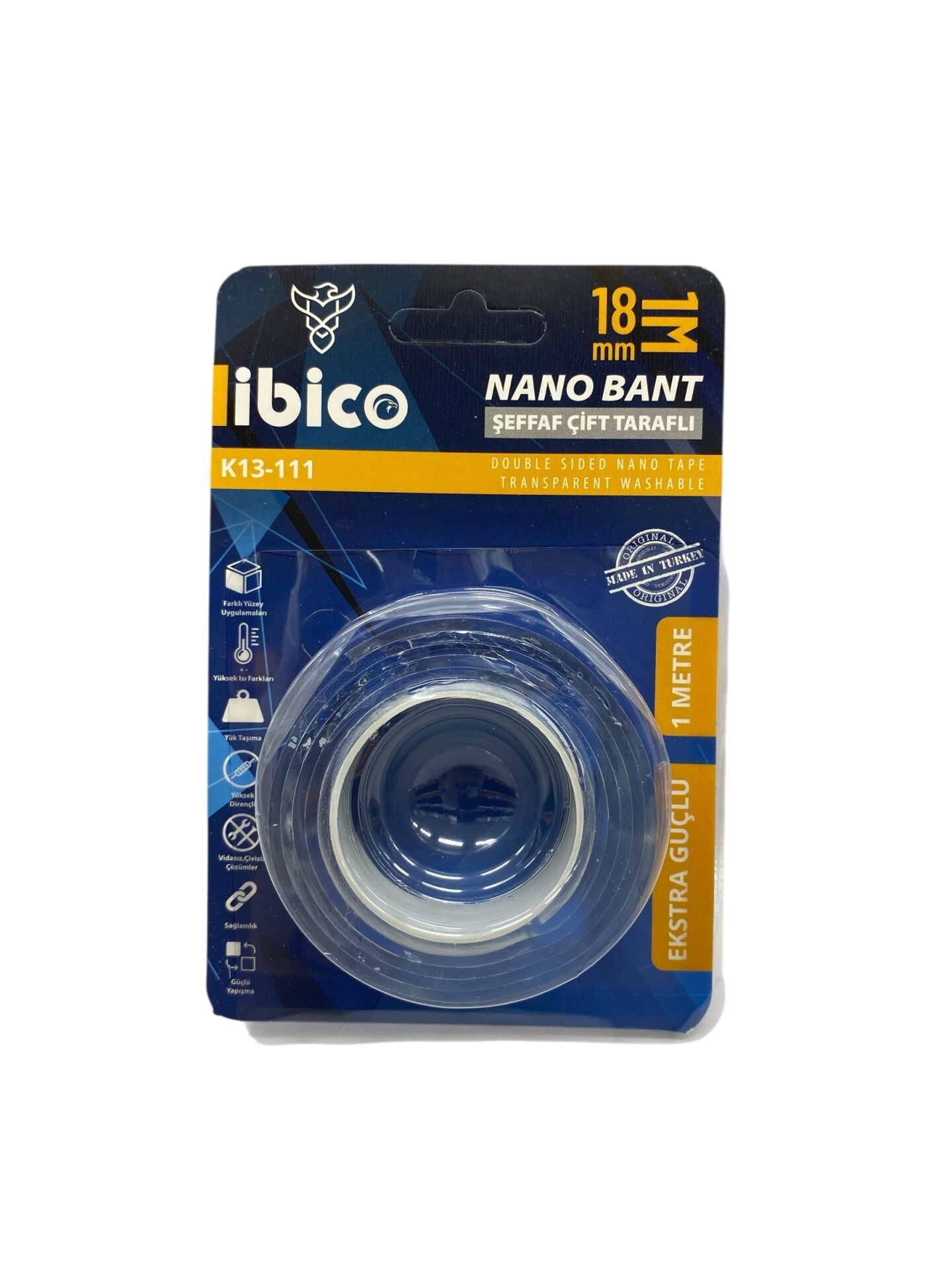 İBİCO ÇİFT TARAFLI ŞEFAF NANO BANT  18MM*1MT