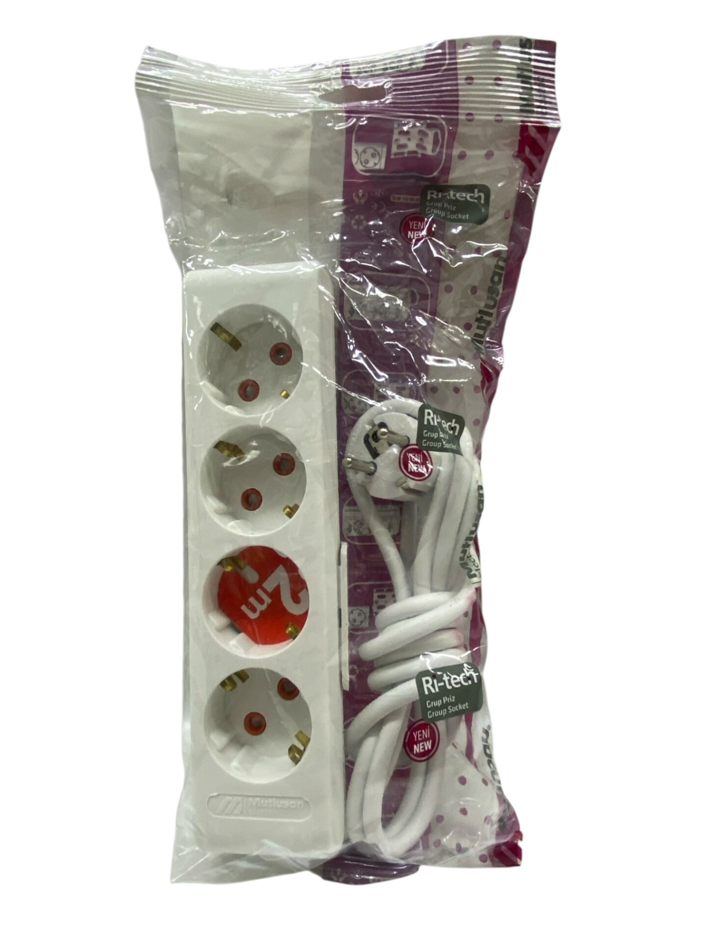 Mutlusan Ri-Tech 4'lü Topraklı Grup Priz Çocuk Korumalı & Kablolu