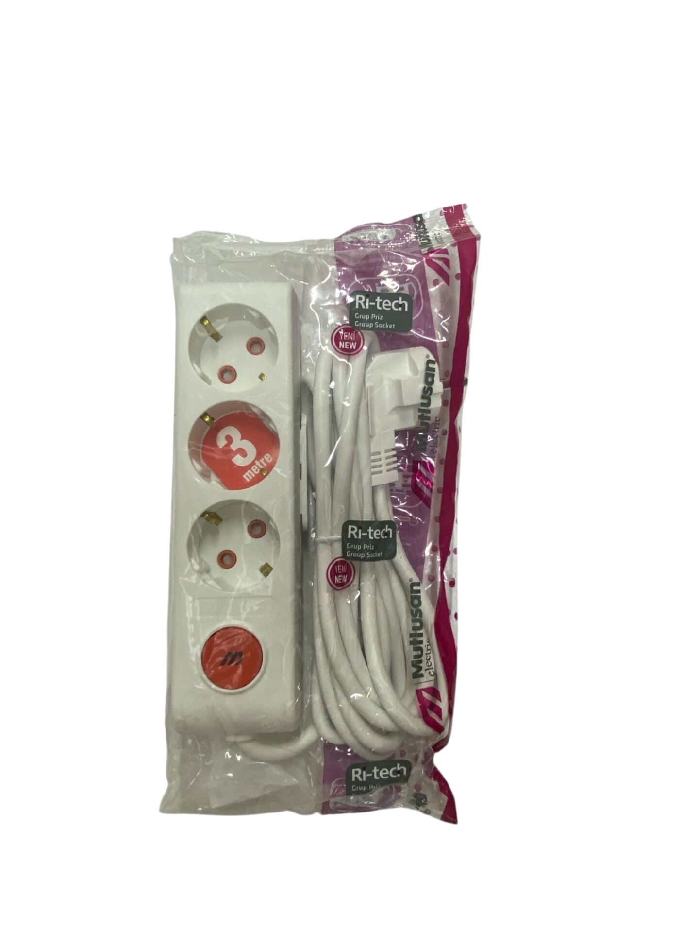 Mutlusan Ri-Tech 3'lü Topraklı Grup Priz Çocuk Korumalı & Kablolu