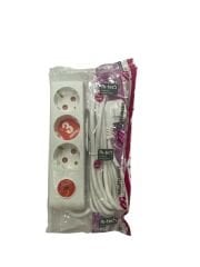 Mutlusan Ri-Tech 3'lü Topraklı Grup Priz Çocuk Korumalı & Kablolu